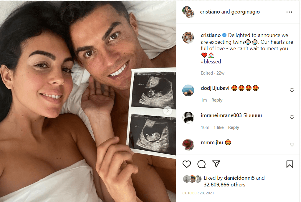 In Nov 2021, Cristiano Ronaldo And Georgina Rodriguez Announced; They Are Expecting Twins 